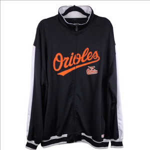 Stitches Athletic Gear Orioles Black White Mock Collar Long Sleeve Zip Up Jacket